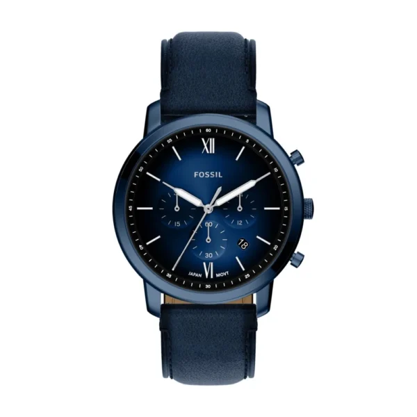 Reloj Neutra 44 mm de cuero azul marino con cronógrafo